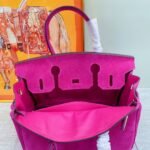 Hermes Birkin Bag Doblis Bag Golden Hardware-Magenta Bag - Image 7