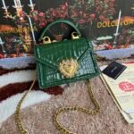 [TOP] Dolce & Gabbana Chain Tote Crossbody Bag - Green Crocodile Print Bag