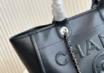 Chanel Shopping Tote Bag Mixed Fibres, Calfskin & Silver-Tone Metal-Black - Bag - Image 8