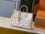 Louis Vuitton x Murakami LV x TM OnTheGo MM White Multicolored in Coated Canvas with Gold-toned Bag - Image 2