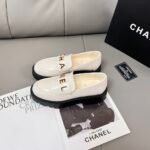 Chanel Alphabet Buckle Loafers-White - Image 3