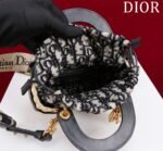 Christian Dior Lady Dior Natural Wicker and Blue Dior Oblique Jacquard Handbag - Bag - Image 7