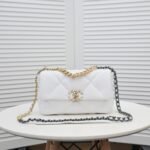 Chanel Calfskin Quilted Chanel 19 Flap Light White -Golden - Bag