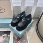 PRADA Glossy Plain Triangle Labeled Loafers - Image 4