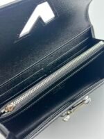 Louis Vuitton Black Epi Leather Twist Wallet - Silver - Image 9