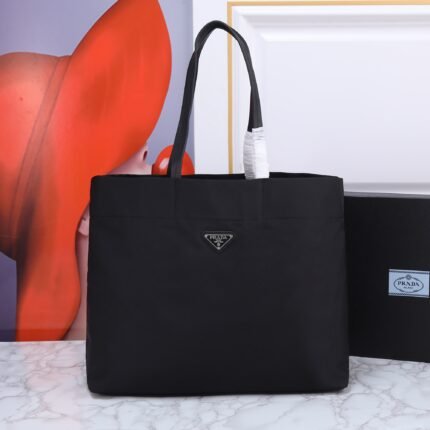 Prada Nylon Fabric Black Medium Tote Bag