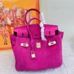 Hermes Birkin Bag Doblis Bag Golden Hardware-Magenta Bag - Image 4