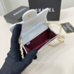 Chanel White Metallic Calfskin Quilted Flap Chain Waist Bag - Image 6