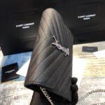 Saint Laurent YSL Cassandre Envelope - Black - Silver Metal - Image 8