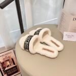 Dior Dway Shearling Flip Flops Black Shoes - Image 5