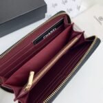 Chanel Zip Around Wallet Quilted Caviar Long-Fishseed Pattern Gold Wallet - Image 6