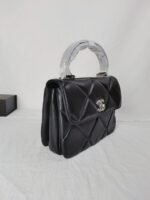 Chanel Top Handle Flap Bag Lambskin - Black - Image 2