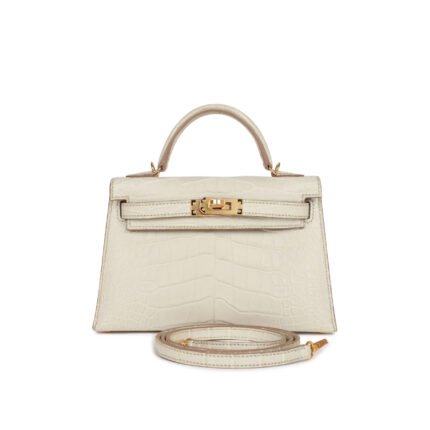 Hermes Kelly Sellier 20 Beton Matte Alligator Gold Hardware