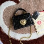 [TOP] Dolce & Gabbana Chain Tote Crossbody Bag - Black Crocodile Print Bag - Image 3