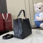 Gucci GG Emblem Small Bucket Bag GG Print Embossed Leather - Black - Image 3