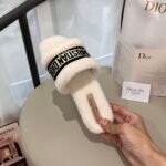 Dior Dway Shearling Flip Flops Black Shoes - Image 7