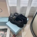 PRADA Glossy Patent Leather Triangle Labeled Loafers - Image 5