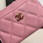 Chanel CLASSIC CARD HOLDER Grained Calfskin Pink Wallet - Image 6