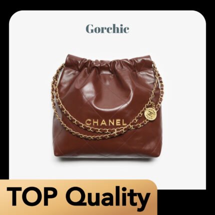 [TOP]CHANEL 22 HANDBAG Shiny Calfskin & Silver-Tone Dark Brown Bag