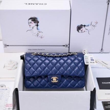 Chanel Classic Flag Royal Blue Gold Hardware Medium