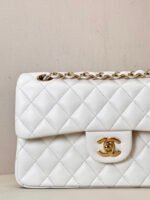 Chanel Classic Double Flag Bag White Leather Shoulder Bag - Image 5