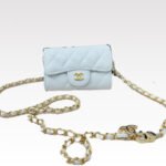 Chanel White Metallic Calfskin Quilted Flap Chain Waist Bag - Image 11