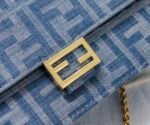 Fendi Chain Wallet Baguette Handbag - Blue Denim - Image 8