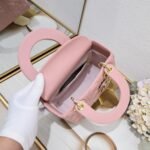 Dior Mini Lady Dior Bag Pink Cannage Calfskin Golden Hardware - Bag - Image 5