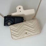 Gucci GG Marmont White Matelassé Chevron Leather Small Shoulder Bag - Image 4