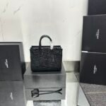 Saint Laurent Black Croc Embossed Leather Nano Classic Sac De Jour Tote - Bag - Image 5