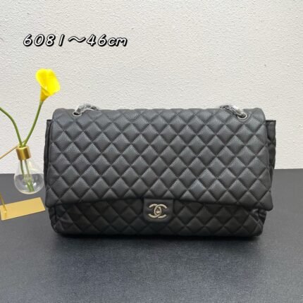 CHANEL 17C Large Airport Bag Maxi Black Silver