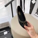 Chanel Calfskin Patent Calfskin Ballet Flats Vntage Dark Black- Shoes - Image 8