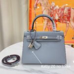 Hermes Kelly Haze Blue Silver Hardware - Bag - Image 5