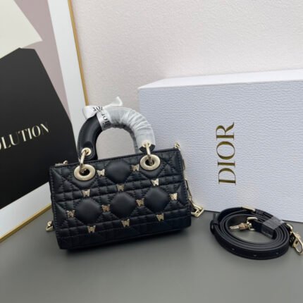 Dior Lady Dior Butterfly Rivet Calfskin Bags - Bag