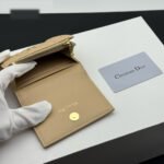 Dior Caro Montaigne Glycine Wallet-Apricot Leather Wallet - Image 7