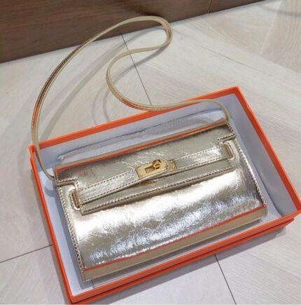 Hermes Kelly Wallet to Go Gold Hardware
