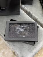 SAINT LAURENT Uptown  POUCH IN CROCODILE-EMBOSSED SHINY LEATHER BLACK-Silver hardware - Bag - Image 8