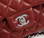 Chanel Classic Flag Handbag Lambskin & Gold-Tone Metal Burgundy Sliver Hardware - Bag - Image 5