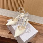 JIMMY CHOO White with Crystal Embellishmen Pumps- Shoes