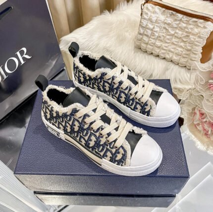 Dior New Embroidered Black Low Top Shoes