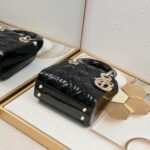 Dior Lady Dior Bag Powder Black Patent Cannage Calfskin Golden Hardware - Bag - Image 4