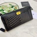 Chanel Caviar Chevron Quilted Wallet -Plain Gold Wallet - Image 2