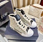 Dior New Embroidered White High Top Shoes