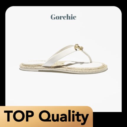 [TOP]CHANEL  Women's Thongs  Lambskin White Slide  - Shoes