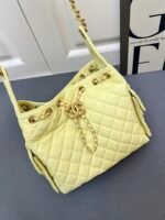 CHANEL 25 Small Handbag Grained Calfskin & Gold-Tone Metal Light Yellow - Bag - Image 4