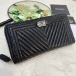Chanel Caviar Chevron Quilted Wallet -Fishseed Pattern Silver Wallet - Image 3