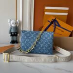 Louis Vuitton Coussin Dark Blue Denim Color Small Handbag Gold Hardward - Image 2