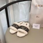 Dior Dway Shearling Flip Flops Black Shoes - Image 3