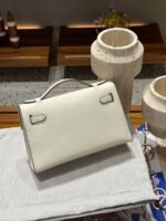 Hermes Kelly Mini 1st Kelly Pochette Generation Epsom Palm Leather-White - Image 2