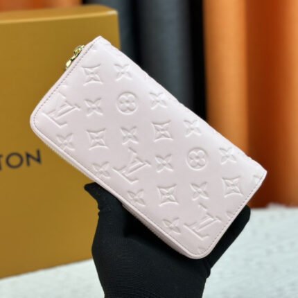 Louis Vuitton LV Zippy Wallet Vertical Canvas Wallet-Pink In Embossed Wallet